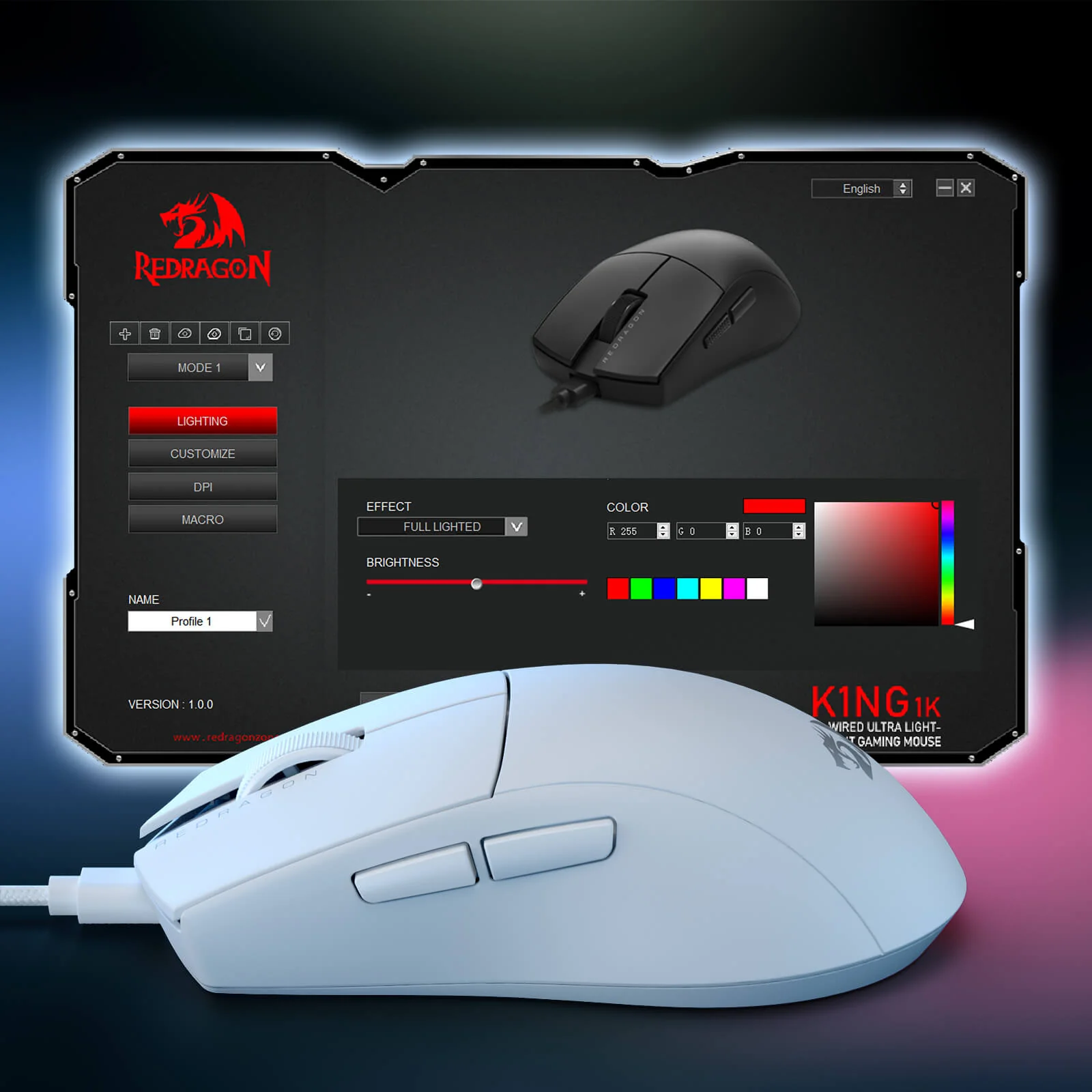 K1NG 1K Wired Gaming Mouse - Слика 5